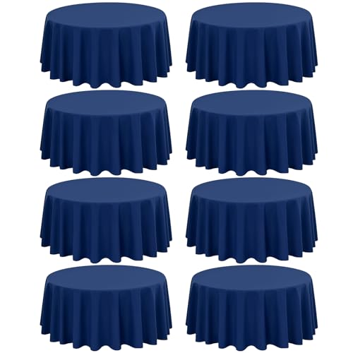 8-Pack Runde Tischdecke 229 cm Navy blau Polyester Tischdecke für runden Tisch, Premium waschbare Gewebe Tischdecke für Hochzeitsfeier Bankett Restaurant Empfang 8-Pack Runde Tischdecke 229 cm Navy blau Polyester Tischdecke für runden Tisch, Premium waschbare Gewebe Tischdecke für Hochzeitsfeier Bankett Restaurant Empfang von LYAFS