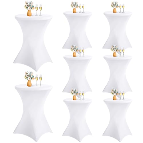 8er-Pack Stretch Stehtisch Husse für Bistrotisch, Dehnbare quadratische Ecken, Cocktail-Spandex-Tischdecke, hoher runder Tisch für Bar, Party, Bankett, Hochzeit, Geburtstagstisch (weiß, 80 x 110 cm) 8er-Pack Stretch Stehtisch Husse für Bistrotisch, Dehnbare quadratische Ecken, Cocktail-Spandex-Tischdecke, hoher runder Tisch für Bar, Party, Bankett, Hochzeit, Geburtstagstisch (weiß, 80 x 110 cm) von LYAFS