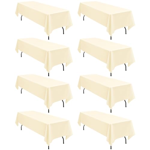 8er-Pack rechteckige Tischdecken, 153 x 260 cm Beige Tischdecke, Polyester-Tischdecke für 1,8 m große rechteckige Tische, Flecken- und knitterfrei, waschbare Stoff-Tischdecken für Hochzeit 8er-Pack rechteckige Tischdecken, 153 x 260 cm Beige Tischdecke, Polyester-Tischdecke für 1,8 m große rechteckige Tische, Flecken- und knitterfrei, waschbare Stoff-Tischdecken für Hochzeit von LYAFS