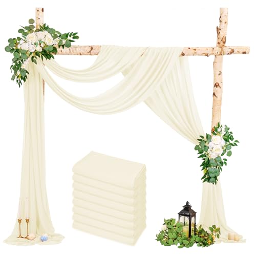 8 Packs Hochzeit Vorhang Hochzeitsbogen, Elfenbein Querbehang 73cmx610cm Chiffon-Stoff-Vorhang für Hochzeit, Hintergrund Deko Gardinen Vorhang für Hochzeitsbogen Zeremonie, Torbogen, Party 8 Packs Hochzeit Vorhang Hochzeitsbogen, Elfenbein Querbehang 73cmx610cm Chiffon-Stoff-Vorhang für Hochzeit, Hintergrund Deko Gardinen Vorhang für Hochzeitsbogen Zeremonie, Torbogen, Party von LYAFS