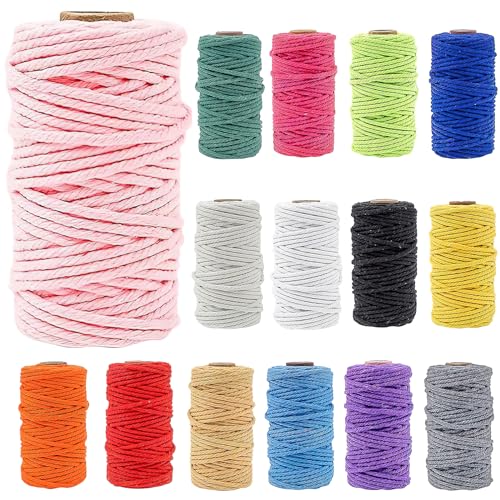 15 Rollen Makramee Garn 3mm x 30M, Bunte Makramee Schnur, Farbiges Makramee Seil 4 Fach gedrehtes Baumwollseil Baumwollschnur für DIY Handwerk Basteln Stricken Boho Deko Wandbehang 15 Rollen Makramee Garn 3mm x 30M, Bunte Makramee Schnur, Farbiges Makramee Seil 4 Fach gedrehtes Baumwollseil Baumwollschnur für DIY Handwerk Basteln Stricken Boho Deko Wandbehang von LYCN
