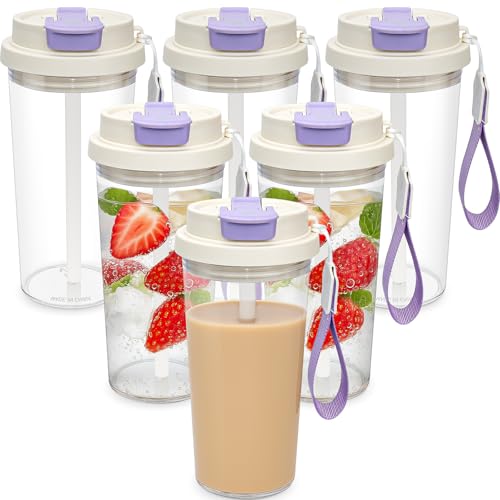 Glasbecher mit Deckel und Strohhalmen, 370 ml, Bierglasbecher, Dosenform, Trinkgläser, Eiskaffeegläser mit Griff und Reinigungsbürsten für Saft, Smoothie, Limonade, Tee, 6 Stück Glasbecher mit Deckel und Strohhalmen, 370 ml, Bierglasbecher, Dosenform, Trinkgläser, Eiskaffeegläser mit Griff und Reinigungsbürsten für Saft, Smoothie, Limonade, Tee, 6 Stück von LYCN