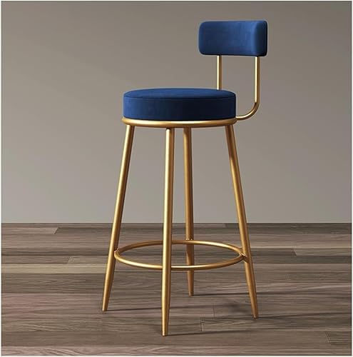 Barhocker-Set, Küche mit Rückseite, moderner Samtstoff mit Metallbeinen und Fußstütze, für Küchen (Blau, 80 cm) von LYDSB