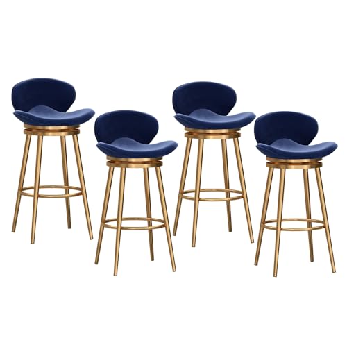 LYDSB 75 cm Barhocker, 4er-Set, Blaue Drehtheke mit Rückenlehne, mit Samtstoff gepolsterte Barhocker, Fußstütze mit goldenen Metallbeinen, moderner Hocker für Kücheninsel, Esszimmer, Pu LYDSB 75 cm Barhocker, 4er-Set, Blaue Drehtheke mit Rückenlehne, mit Samtstoff gepolsterte Barhocker, Fußstütze mit goldenen Metallbeinen, moderner Hocker für Kücheninsel, Esszimmer, Pu von LYDSB