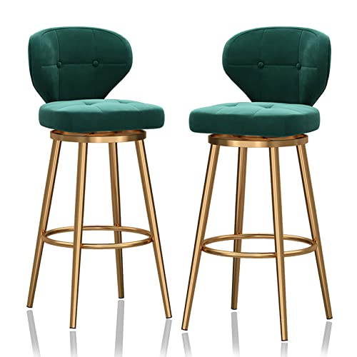 LYDSB Barhocker 2er-Set, gepolsterte Theke aus Samtstoff für Kücheninsel, 75 cm Sitzhöhe, Barhockerstühle mit Rückenlehne, Grün LYDSB Barhocker 2er-Set, gepolsterte Theke aus Samtstoff für Kücheninsel, 75 cm Sitzhöhe, Barhockerstühle mit Rückenlehne, Grün von LYDSB