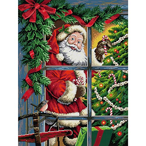 LYEAA 14 Karat bedruckter Kreuzstich zum Selbermachen, Weihnachtsmann-Handmalerei, Wohnzimmer-Dekoration von LYEAA