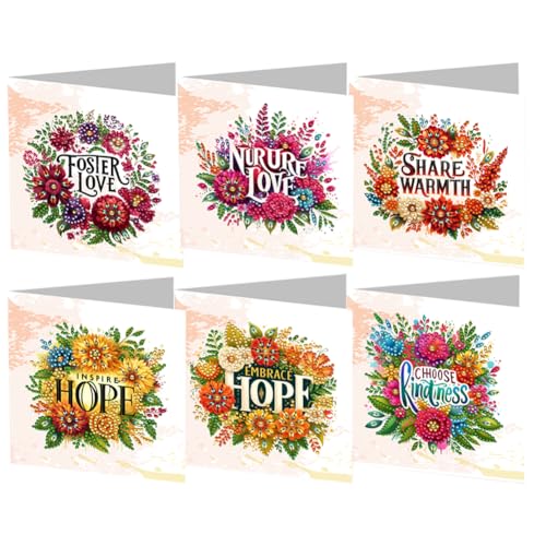 LYEAA 6pcs Spezielle Form DIY Malerei Karten -Strass -Malkarte Kit Daily Wish Card Geschenke für Freunde und Liebhaber der Familie (HK014) von LYEAA