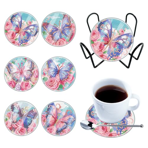 LYEAA Diamond Painting Cup Mat Acrylic Paint DIY Cup mat Diamond Painting Crafts Cup mat Butterfly Holder von LYEAA