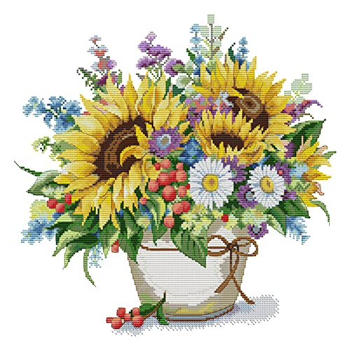 LYEAA HA028 Kreuzstich-Stickerei, Öko-Baumwolle, 14 Karat, gezählt, Sonnenblume, Stickerei LYEAA HA028 Kreuzstich-Stickerei, Öko-Baumwolle, 14 Karat, gezählt, Sonnenblume, Stickerei von LYEAA