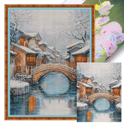 LYEAA Komplettes Stickset, 14-fädig, bedruckt, Winter-Kreuzstich, Leinwand, 70 x 95 cm, Öko-Baumwollfaden, Heimdekoration LYEAA Komplettes Stickset, 14-fädig, bedruckt, Winter-Kreuzstich, Leinwand, 70 x 95 cm, Öko-Baumwollfaden, Heimdekoration von LYEAA