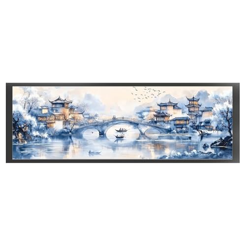 LYEAA Vollstickerei, Öko-Baumwollfaden, 9-karätige Gemälde, bedruckte Landschaft, Kreuzstich-Set, 80 x 60 cm, Gemälde von LYEAA