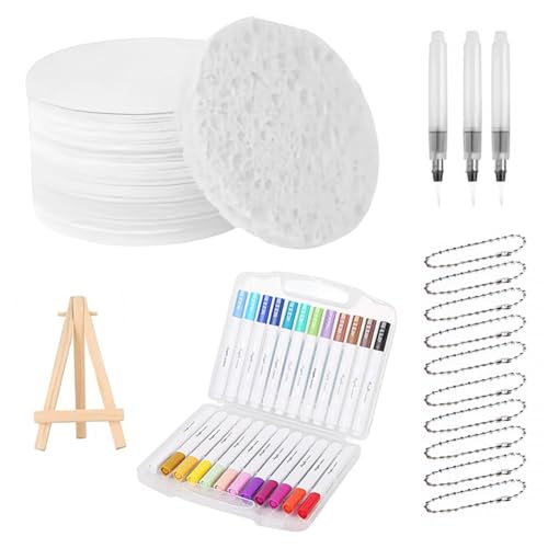 Puffy Paint Kit mit 12 Marker & Chian Pen 3D Canvas Schwamm (rund) (B) von LYEAA