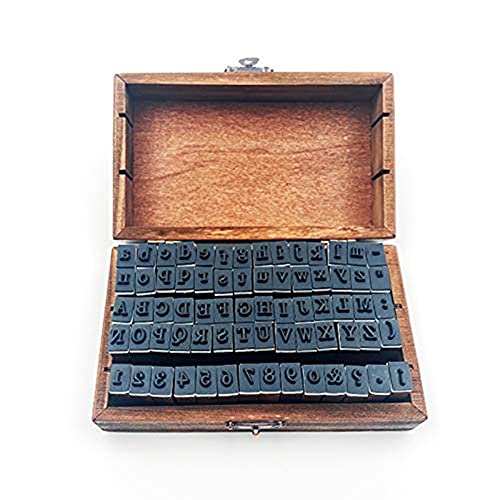 70 Stück/Set DIY Nummer Alphabet Kombination Brief Briefmarke Tagebuch Ablum Hochzeitsbrief Holz Stempel Set mit Vintage Holzkiste Geschenk von LYFJXX