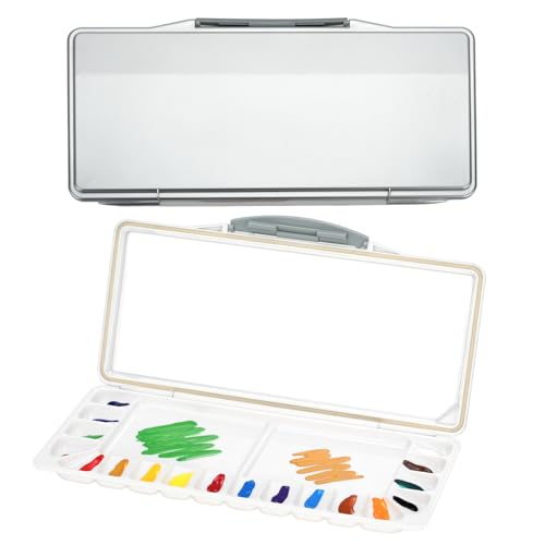 Luftdichte Aquarellpalette, 2er-Pack, 18 Mulden mit 2 Mischbereichen, auslaufsichere und tragbare Farbpalette für Künstler, Reisen, Studio, hält Farben frisch und feucht Luftdichte Aquarellpalette, 2er-Pack, 18 Mulden mit 2 Mischbereichen, auslaufsichere und tragbare Farbpalette für Künstler, Reisen, Studio, hält Farben frisch und feucht von LYHLYA
