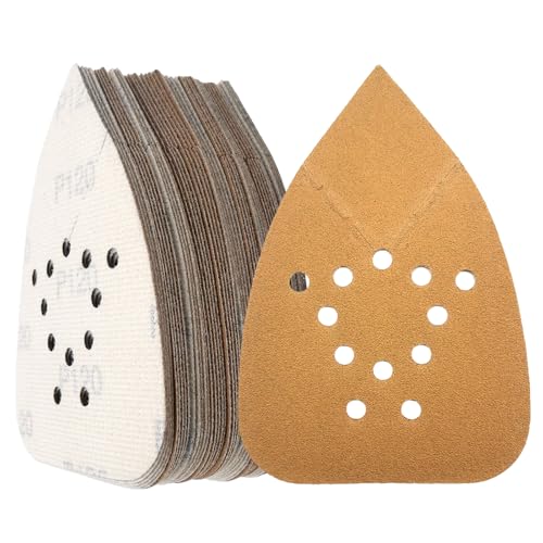 Maus-Schleifpapier, 50 Stück, 95x135mm, Klett-System, 12 Löcher für Staubabsaugung, für Black & Decker und 140mm Schleifer (120Grit) von LYHLYA