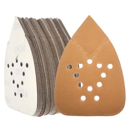 Maus-Schleifpapier, 50 Stück, 95x135mm, Klett-System, 12 Löcher für Staubabsaugung, für Black & Decker und 140mm Schleifer (240Grit) von LYHLYA
