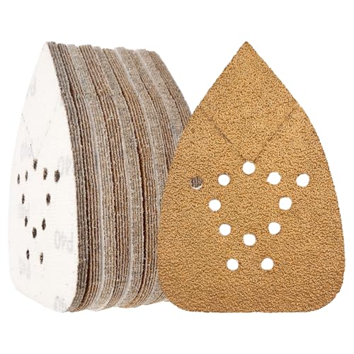 Maus-Schleifpapier, 50 Stück, 95x135mm, Klett-System, 12 Löcher für Staubabsaugung, für Black & Decker und 140mm Schleifer (40Grit) von LYHLYA