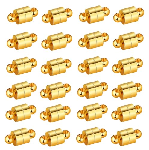 24 Paar magnetische Halsketten-Armbandverschlüsse, Magnetkonverter, Schmuckverschlüsse, Verlängerungen, Verschlussverschlüsse für die Herstellung von Armbändern und Halsketten (Gold) von LYHURK