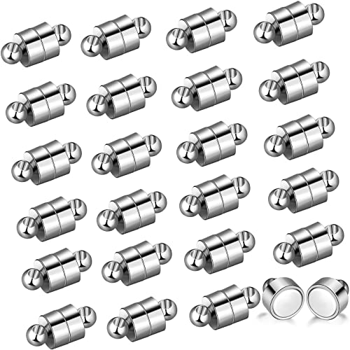 24 Paar magnetische Halsketten-Armbandverschlüsse, Magnetkonverter, Schmuckverschlüsse, Verlängerungen, Verschlussverschlüsse für die Herstellung von Armbändern und Halsketten (Silber) von LYHURK