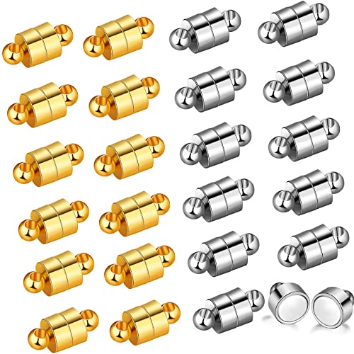 24 Paar magnetische Halsketten-Armbandverschlüsse, Magnetkonverter, Schmuckverschlüsse, Verlängerungen, Verschlussverschlüsse für die Herstellung von Armbändern und Halsketten (Silber + Gold) von LYHURK