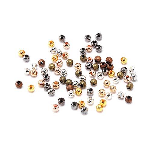 2400 Stück, 3 mm, mehrfarbig, runde Abstandsperlen, glatte Kugelenden, Samenmetallperlen für Schmuckherstellung, Zubehör von LYHURK