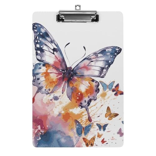 Aquarell-Schmetterling-Klemmbrett, leichtes Acryl-Klemmbrett für Standard-A4-Briefgröße, 21,6 x 31,8 cm, Büro-Klemmbrett mit flachem Metallclip, niedliche hängende Klemmbretter für die Arbeit Aquarell-Schmetterling-Klemmbrett, leichtes Acryl-Klemmbrett für Standard-A4-Briefgröße, 21,6 x 31,8 cm, Büro-Klemmbrett mit flachem Metallclip, niedliche hängende Klemmbretter für die Arbeit von LYHVSFJW