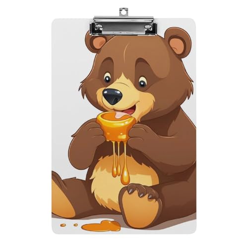 Bear Eating Klemmbrett, leichtes Acryl-Klemmbrett für Standard-A4-Briefgröße, 21,6 x 31,8 cm, Büro-Klemmbrett mit flachem Metallclip, niedliche hängende Klemmbretter für die Arbeit Bear Eating Klemmbrett, leichtes Acryl-Klemmbrett für Standard-A4-Briefgröße, 21,6 x 31,8 cm, Büro-Klemmbrett mit flachem Metallclip, niedliche hängende Klemmbretter für die Arbeit von LYHVSFJW