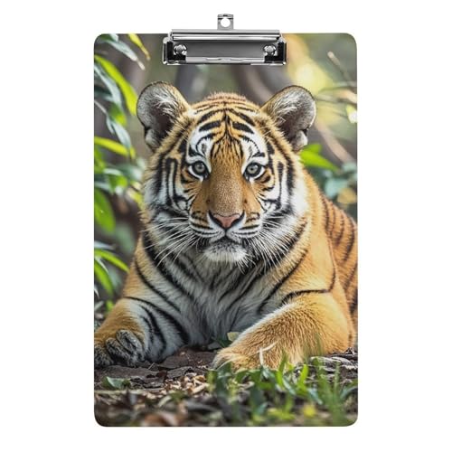Big Tiger Klemmbrett, leichtes Acryl-Klemmbrett für Standard-A4-Briefgröße, 21,6 x 31,8 cm, Büro-Klemmbrett mit flachem Metallclip, niedliche hängende Klemmbretter für die Arbeit Big Tiger Klemmbrett, leichtes Acryl-Klemmbrett für Standard-A4-Briefgröße, 21,6 x 31,8 cm, Büro-Klemmbrett mit flachem Metallclip, niedliche hängende Klemmbretter für die Arbeit von LYHVSFJW