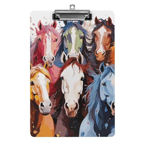 Buntes Cartoon-Pferd-Klemmbrett, leichtes Acryl-Klemmbrett für Standard-A4-Briefgröße, 21,6 x 31,8 cm, Büro-Klemmbrett mit flachem Metallclip, niedliche hängende Klemmbretter für die Arbeit Buntes Cartoon-Pferd-Klemmbrett, leichtes Acryl-Klemmbrett für Standard-A4-Briefgröße, 21,6 x 31,8 cm, Büro-Klemmbrett mit flachem Metallclip, niedliche hängende Klemmbretter für die Arbeit von LYHVSFJW