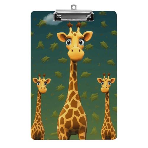 Cartoon-Giraffen-Klemmbrett, leichtes Acryl-Klemmbrett für Standard-A4-Briefgröße, 21,6 x 31,8 cm, Büro-Klemmbrett mit flachem Metallclip, niedliche hängende Klemmbretter für die Arbeit Cartoon-Giraffen-Klemmbrett, leichtes Acryl-Klemmbrett für Standard-A4-Briefgröße, 21,6 x 31,8 cm, Büro-Klemmbrett mit flachem Metallclip, niedliche hängende Klemmbretter für die Arbeit von LYHVSFJW