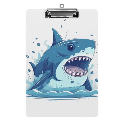 Cartoon-Hai-Klemmbrett, leichtes Acryl-Klemmbrett für Standard-A4-Briefgröße, 21,6 x 31,8 cm, Büro-Klemmbrett mit niedrigem Profil, Metallclip, niedliche hängende Klemmbretter für die Arbeit Cartoon-Hai-Klemmbrett, leichtes Acryl-Klemmbrett für Standard-A4-Briefgröße, 21,6 x 31,8 cm, Büro-Klemmbrett mit niedrigem Profil, Metallclip, niedliche hängende Klemmbretter für die Arbeit von LYHVSFJW