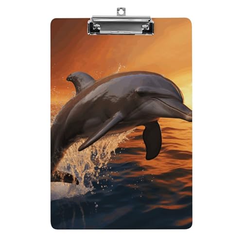 Dusk Delfin-Klemmbrett, leichtes Acryl-Klemmbrett für Standard-A4-Briefgröße, 21,6 x 31,8 cm, Büro-Klemmbrett mit flachem Metallclip, niedliche hängende Klemmbretter für die Arbeit Dusk Delfin-Klemmbrett, leichtes Acryl-Klemmbrett für Standard-A4-Briefgröße, 21,6 x 31,8 cm, Büro-Klemmbrett mit flachem Metallclip, niedliche hängende Klemmbretter für die Arbeit von LYHVSFJW