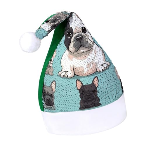Evil EyesWeihnachtsmütze, Neujahrsmütze, extra dick, Plüsch, Weihnachtsmütze, Weihnachtsmannmütze, für Feiertage, Partys, grün-süße französische Bulldogge, 7–8 Evil EyesWeihnachtsmütze, Neujahrsmütze, extra dick, Plüsch, Weihnachtsmütze, Weihnachtsmannmütze, für Feiertage, Partys, grün-süße französische Bulldogge, 7–8 von LYHVSFJW