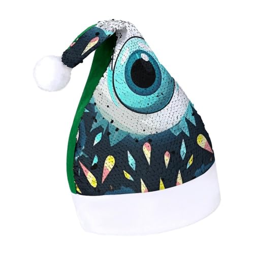 Evil EyesWeihnachtsmütze, Neujahrsmütze, extra dick, Plüsch, Weihnachtsmütze, Weihnachtsmannmütze, für Feiertage, Partys, grüne böse Augen, 7–8 Evil EyesWeihnachtsmütze, Neujahrsmütze, extra dick, Plüsch, Weihnachtsmütze, Weihnachtsmannmütze, für Feiertage, Partys, grüne böse Augen, 7–8 von LYHVSFJW