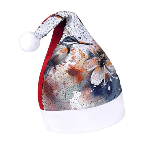 Giraffen-Weihnachtsmütze, Neujahrsmütze, extra dick, Plüsch, Weihnachtsmütze, Weihnachtsmannmütze, für Feiertage, Partys, rote Kunst mit Lilien, Blumen, Vögeln, Aquarell, 7–8 Giraffen-Weihnachtsmütze, Neujahrsmütze, extra dick, Plüsch, Weihnachtsmütze, Weihnachtsmannmütze, für Feiertage, Partys, rote Kunst mit Lilien, Blumen, Vögeln, Aquarell, 7–8 von LYHVSFJW
