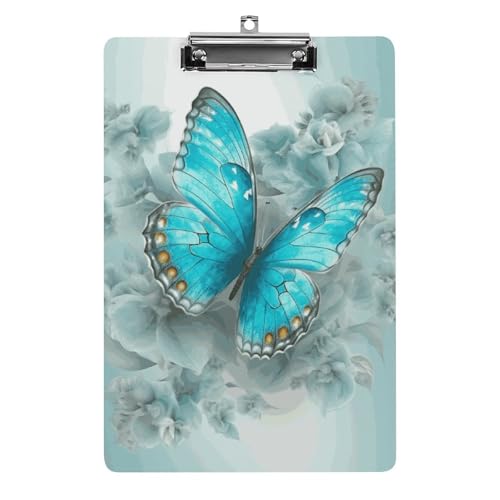 Hellblaues Schmetterling-Klemmbrett, leichtes Acryl-Klemmbrett für Standard-A4-Briefgröße, 21,6 x 31,8 cm, Büro-Klemmbrett mit flachem Metallclip, niedliche hängende Klemmbretter für die Arbeit Hellblaues Schmetterling-Klemmbrett, leichtes Acryl-Klemmbrett für Standard-A4-Briefgröße, 21,6 x 31,8 cm, Büro-Klemmbrett mit flachem Metallclip, niedliche hängende Klemmbretter für die Arbeit von LYHVSFJW