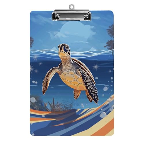 Klemmbrett Schildkröte am Strand, leichtes Acryl-Klemmbrett für Standard-A4-Briefgröße, 21,6 x 31,8 cm, Büro-Klemmbrett mit flachem Metallclip, niedliche hängende Klemmbretter für die Arbeit Klemmbrett Schildkröte am Strand, leichtes Acryl-Klemmbrett für Standard-A4-Briefgröße, 21,6 x 31,8 cm, Büro-Klemmbrett mit flachem Metallclip, niedliche hängende Klemmbretter für die Arbeit von LYHVSFJW