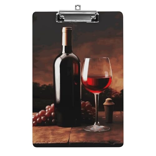 Klemmbrett für Rotwein und Flaschen, leichtes Acryl-Klemmbrett für Standard-A4-Briefgröße, 21,6 x 31,8 cm, Büro-Klemmbrett mit flachem Metallclip, niedliche hängende Klemmbretter für die Arbeit von LYHVSFJW