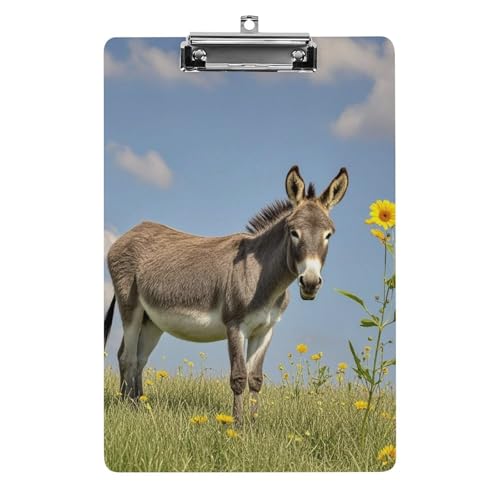 Klemmbrett mit Esel und Blume, leichtes Acryl-Klemmbrett für Standard-A4-Briefgröße, 21,6 x 31,8 cm, Büro-Klemmbrett mit flachem Metallclip, niedliche hängende Klemmbretter für die Arbeit Klemmbrett mit Esel und Blume, leichtes Acryl-Klemmbrett für Standard-A4-Briefgröße, 21,6 x 31,8 cm, Büro-Klemmbrett mit flachem Metallclip, niedliche hängende Klemmbretter für die Arbeit von LYHVSFJW