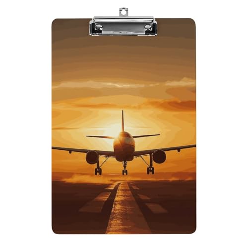 Klemmbrett mit Flugzeugflugzeug bei Sonnenuntergang, leichtes Acryl-Klemmbrett für Standard-A4-Briefgröße, 21,6 x 31,8 cm, Büro-Klemmbrett mit flachem Metallclip, niedliche hängende Klemmbretter für Klemmbrett mit Flugzeugflugzeug bei Sonnenuntergang, leichtes Acryl-Klemmbrett für Standard-A4-Briefgröße, 21,6 x 31,8 cm, Büro-Klemmbrett mit flachem Metallclip, niedliche hängende Klemmbretter für von LYHVSFJW
