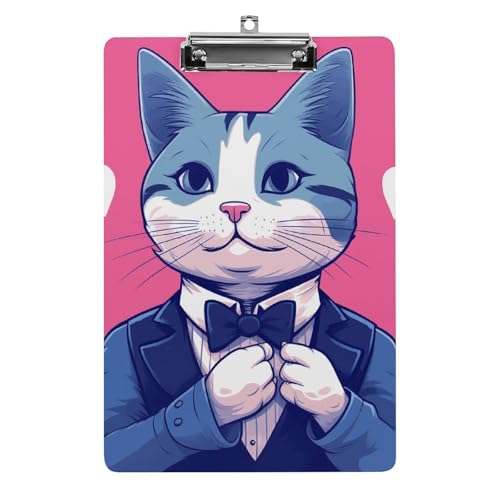 Klemmbrett mit blauer Katze im Anzug, leichtes Acryl-Klemmbrett für Standard-A4-Briefgröße, 21,6 x 31,8 cm, Büro-Klemmbrett mit flachem Metallclip, niedliche hängende Klemmbretter für die Arbeit Klemmbrett mit blauer Katze im Anzug, leichtes Acryl-Klemmbrett für Standard-A4-Briefgröße, 21,6 x 31,8 cm, Büro-Klemmbrett mit flachem Metallclip, niedliche hängende Klemmbretter für die Arbeit von LYHVSFJW