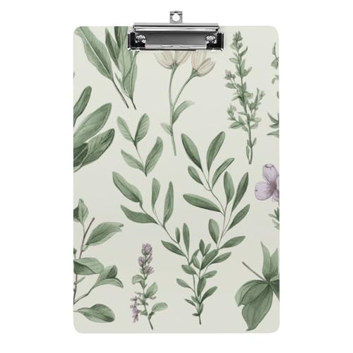 Klemmbrett mit grünen Blumen, Kräutersalbei, Blättern und Zweigen, leichtes Acryl-Klemmbrett für Standard-A4-Briefgröße, 21,6 x 31,8 cm, Büro-Klemmbrett mit flachem Metallclip, niedliche hängende Klemmbrett mit grünen Blumen, Kräutersalbei, Blättern und Zweigen, leichtes Acryl-Klemmbrett für Standard-A4-Briefgröße, 21,6 x 31,8 cm, Büro-Klemmbrett mit flachem Metallclip, niedliche hängende von LYHVSFJW