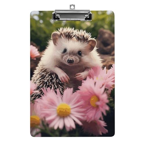 Klemmbrett mit niedlichem Igel in Blumen, leichtes Acryl-Klemmbrett für Standard-A4-Briefgröße, 21,6 x 31,8 cm, Büro-Klemmbrett mit flachem Metallclip, niedliche hängende Klemmbretter für die Arbeit Klemmbrett mit niedlichem Igel in Blumen, leichtes Acryl-Klemmbrett für Standard-A4-Briefgröße, 21,6 x 31,8 cm, Büro-Klemmbrett mit flachem Metallclip, niedliche hängende Klemmbretter für die Arbeit von LYHVSFJW