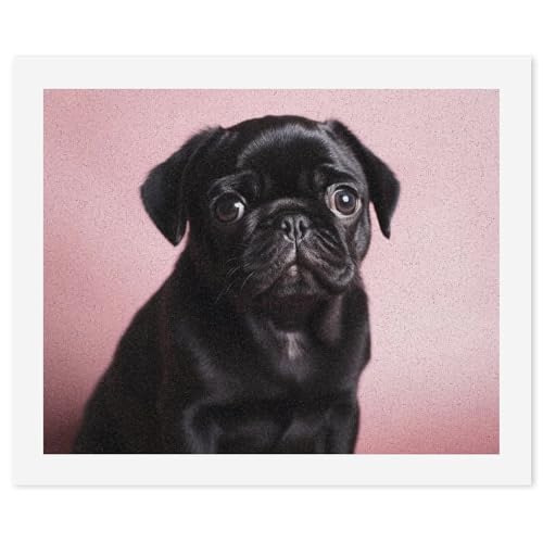 LYHVSFJW Malen nach Zahlen für Erwachsene Anfänger - Niedlicher schwarzer Mops DIY Malset mit HD-Leinwand und Acrylfarben, komplettes Bastelset für Heimdekoration, Geschenke, Stressabbau, 40 x 50 cm von LYHVSFJW