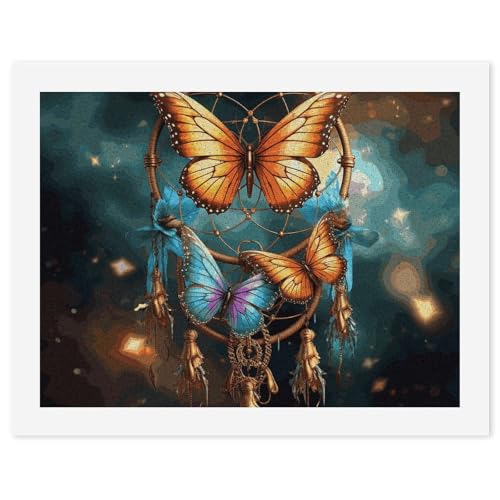 LYHVSFJW Malen nach Zahlen für Erwachsene Anfänger - Traumfänger Schmetterling DIY Malset mit HD Leinwand & Acrylfarben, komplettes Bastelset für Heimdekoration, Geschenke, Stressabbau, 30 x 40 cm LYHVSFJW Malen nach Zahlen für Erwachsene Anfänger - Traumfänger Schmetterling DIY Malset mit HD Leinwand & Acrylfarben, komplettes Bastelset für Heimdekoration, Geschenke, Stressabbau, 30 x 40 cm von LYHVSFJW