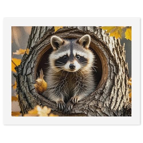 LYHVSFJW Malen nach Zahlen für Erwachsene Anfänger – Waschbär im Herbstbaumloch, DIY-Malset mit HD-Leinwand und Acrylfarben, komplettes Bastelset für Heimdekoration, Geschenke, Stressabbau, 30 x 40 cm LYHVSFJW Malen nach Zahlen für Erwachsene Anfänger – Waschbär im Herbstbaumloch, DIY-Malset mit HD-Leinwand und Acrylfarben, komplettes Bastelset für Heimdekoration, Geschenke, Stressabbau, 30 x 40 cm von LYHVSFJW