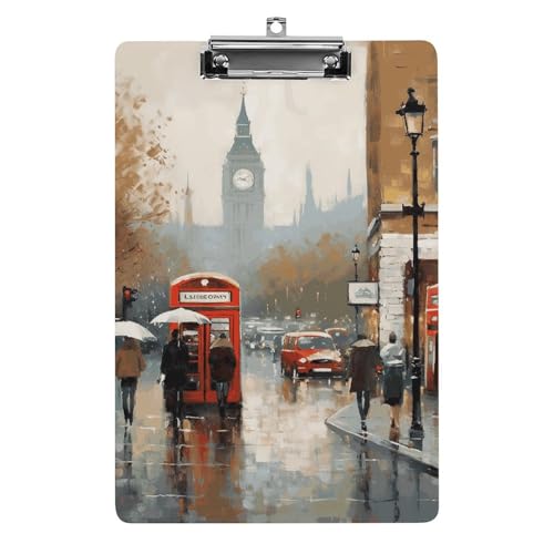 London Impression Klemmbrett, leichtes Acryl-Klemmbrett für Standard-A4-Briefgröße, 21,6 x 31,8 cm, Büro-Klemmbrett mit flachem Metallclip, niedliche hängende Klemmbretter für die Arbeit London Impression Klemmbrett, leichtes Acryl-Klemmbrett für Standard-A4-Briefgröße, 21,6 x 31,8 cm, Büro-Klemmbrett mit flachem Metallclip, niedliche hängende Klemmbretter für die Arbeit von LYHVSFJW
