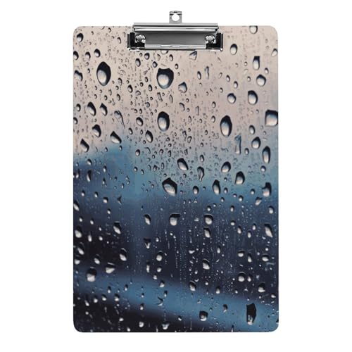 Regentropfen auf Glas-Klemmbrett, leichtes Acryl-Klemmbrett für Standard-A4-Briefgröße, 21,6 x 31,8 cm, Büro-Klemmbrett mit flachem Metallclip, niedliche hängende Klemmbretter für die Arbeit Regentropfen auf Glas-Klemmbrett, leichtes Acryl-Klemmbrett für Standard-A4-Briefgröße, 21,6 x 31,8 cm, Büro-Klemmbrett mit flachem Metallclip, niedliche hängende Klemmbretter für die Arbeit von LYHVSFJW