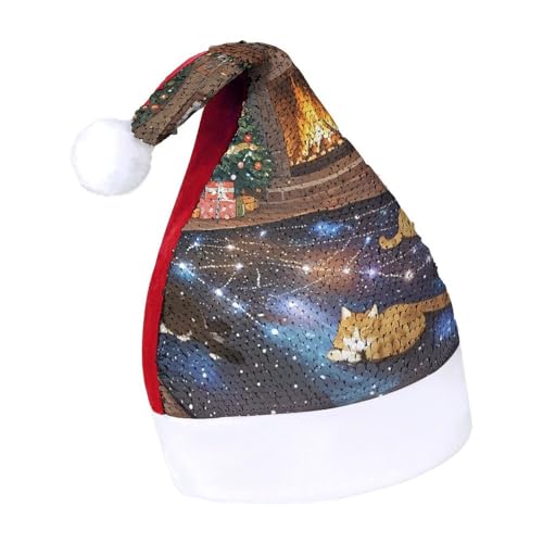 Schlafende Kätzchen, Weihnachtsmütze, Neujahrsmütze, extra dick, Plüsch, Weihnachtsmütze, Weihnachtsmannmütze, für Feiertage, Partys, rot schlafendes Kätzchen, Größe 7–8 Schlafende Kätzchen, Weihnachtsmütze, Neujahrsmütze, extra dick, Plüsch, Weihnachtsmütze, Weihnachtsmannmütze, für Feiertage, Partys, rot schlafendes Kätzchen, Größe 7–8 von LYHVSFJW