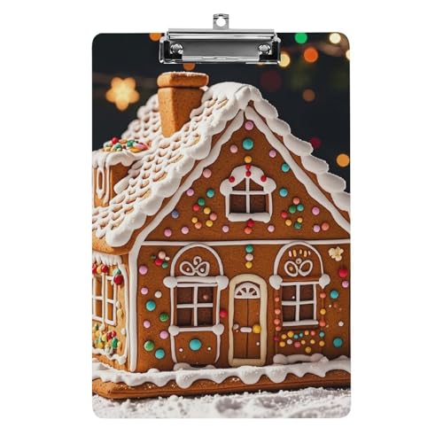 Süßes Lebkuchenhaus-Klemmbrett, leichtes Acryl-Klemmbrett für Standard-A4-Briefgröße, 21,6 x 31,8 cm, Büro-Klemmbrett mit flachem Metallclip, niedliche hängende Klemmbretter für die Arbeit Süßes Lebkuchenhaus-Klemmbrett, leichtes Acryl-Klemmbrett für Standard-A4-Briefgröße, 21,6 x 31,8 cm, Büro-Klemmbrett mit flachem Metallclip, niedliche hängende Klemmbretter für die Arbeit von LYHVSFJW